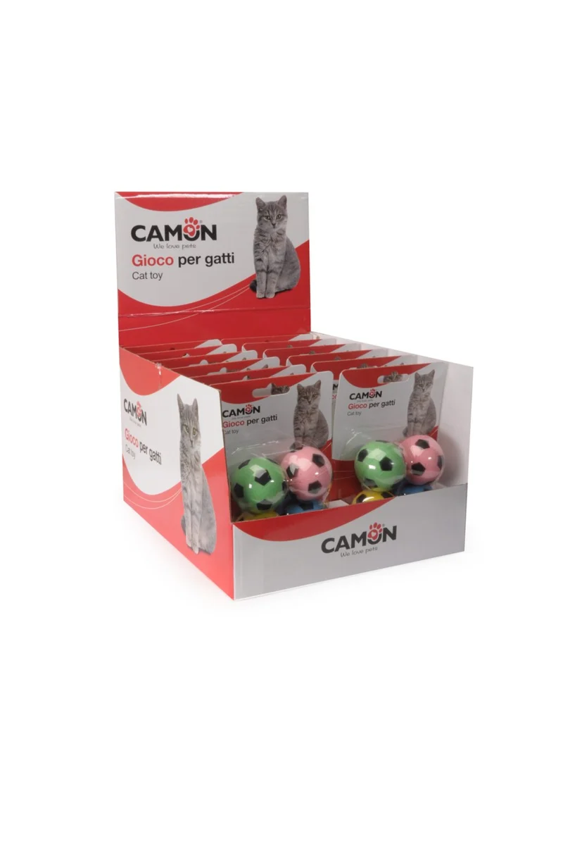 Camon Gioco Gatto 4 Palline Calcio Colorate in Lattice 3,5 cm