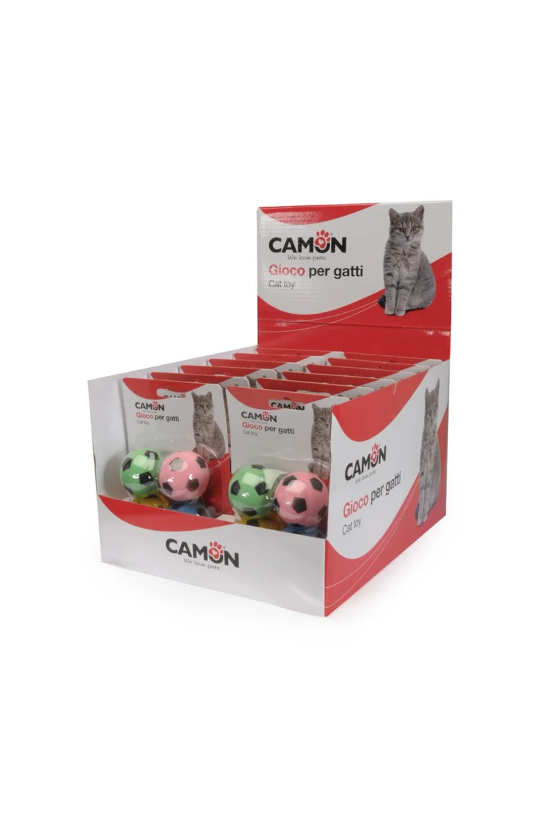 Camon Gioco Gatto 4 Palline Calcio Colorate in Lattice 3,5 cm