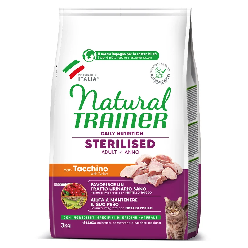 Natural Trainer Cat Sterilised con Tacchino 3kg