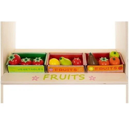 Banco del mercato Giocattolo, Gioco frutta verdura supermercato in Legno per Bambini