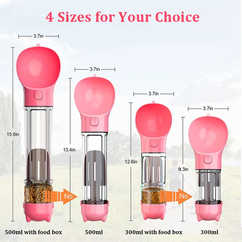 Pet Water Bottle | Multifunctional and Portable Dog Travel Water Dispenser with Food Container
