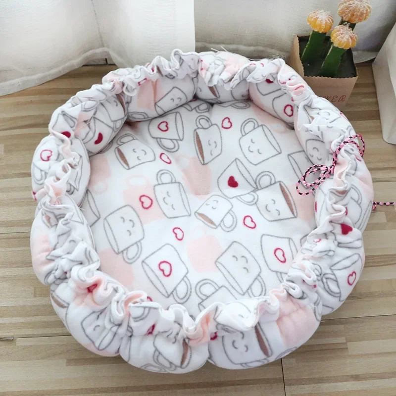 Round Dog Cat Bed Dount Basket Warm Plush Cats Cushion Pet Bag Mat Winter House Soft Nest Puppy Sleeping Sofa for Small Dogs Cat
