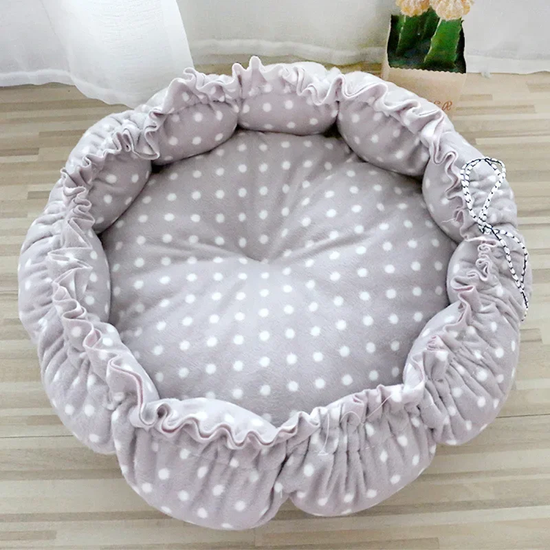 Round Dog Cat Bed Dount Basket Warm Plush Cats Cushion Pet Bag Mat Winter House Soft Nest Puppy Sleeping Sofa for Small Dogs Cat