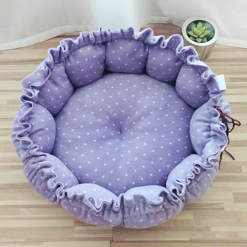 Round Dog Cat Bed Dount Basket Warm Plush Cats Cushion Pet Bag Mat Winter House Soft Nest Puppy Sleeping Sofa for Small Dogs Cat