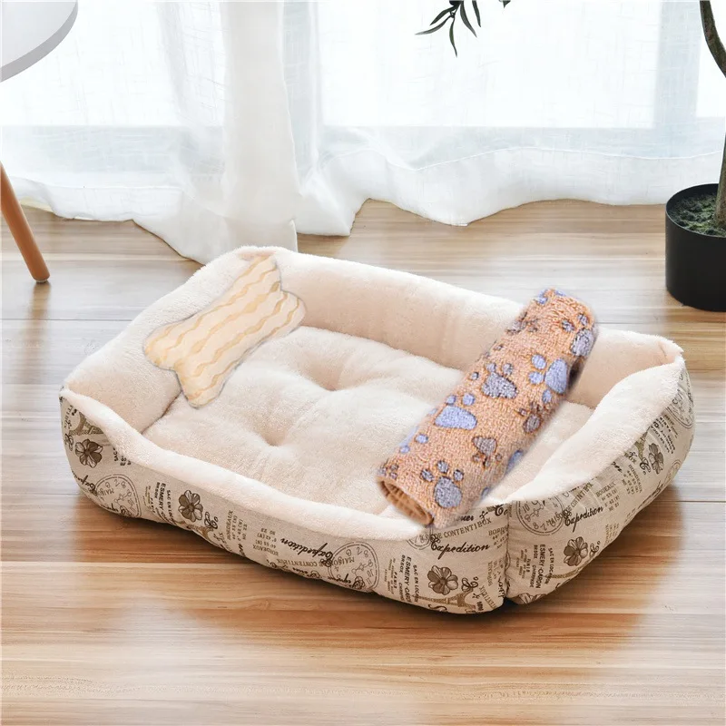 Small Large Dog Pet Cat Sofa BedCat Dog Bed Sofa Set Puppy Sleep Cushion Dog Cat Soft Plush Kennel Mat Pad