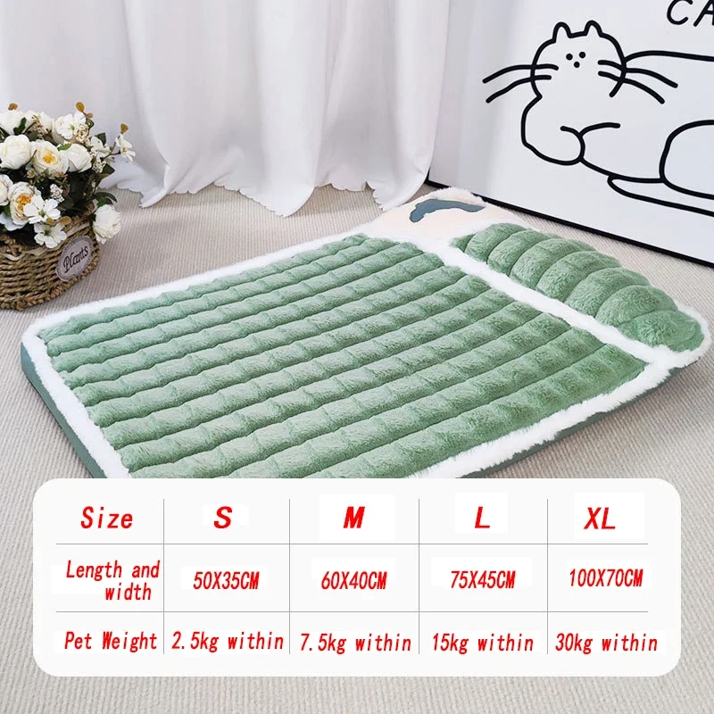 Dog Pet Bed Removable Washable Winter Dog Mat Protect Cervical Spine Thickened Dog House Indoor For Small Medium Large Dogs Bed