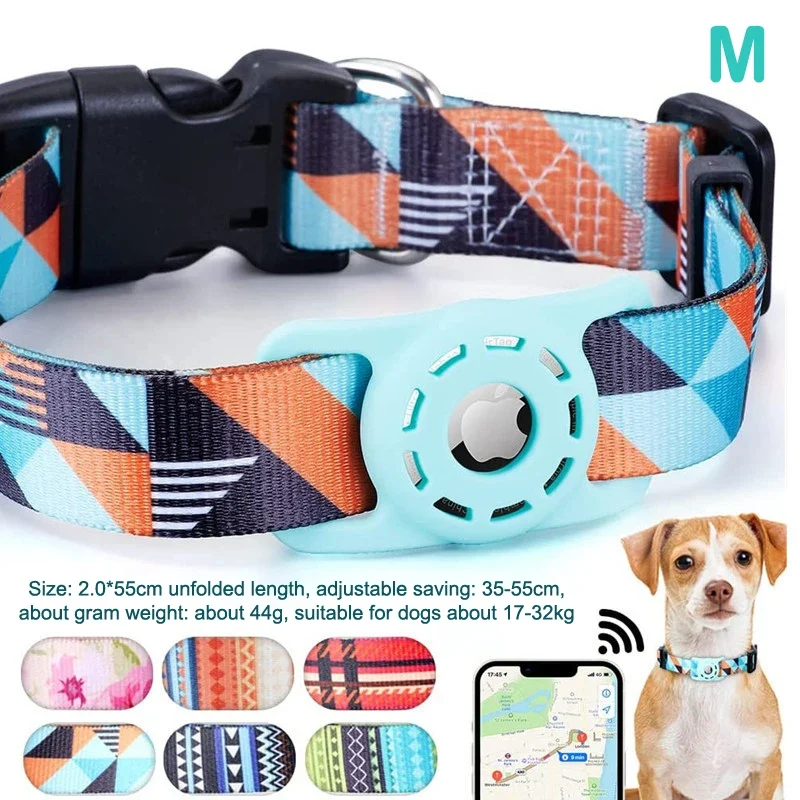 S/M/L Digital Printing Pet Adjustable Collar Puppy Kitten Necklace Collar With Airtag Holder Case Anti-lost Dog Collar
