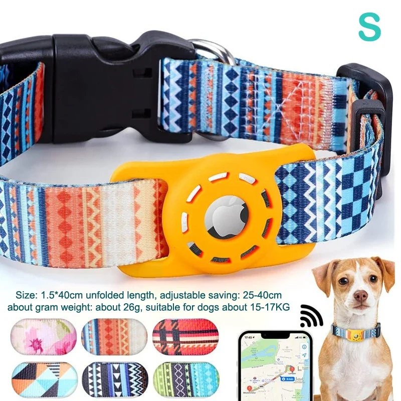 S/M/L Digital Printing Pet Adjustable Collar Puppy Kitten Necklace Collar With Airtag Holder Case Anti-lost Dog Collar