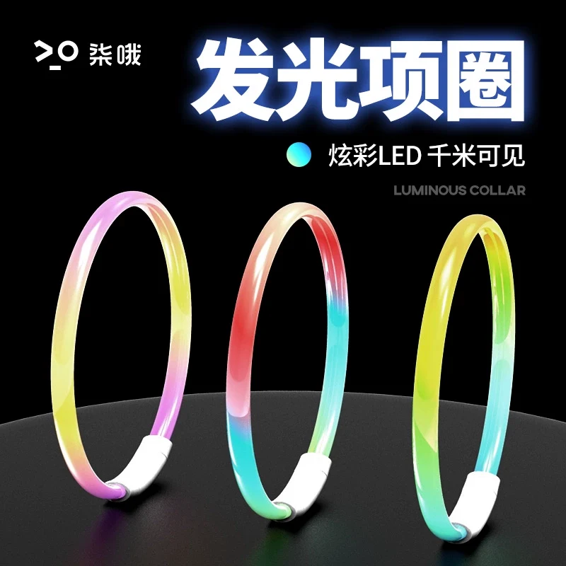 Dog Luminous Collar Night Walking Dog Luminous Night Light Big and Small Dogs Anti-Lost Charging Pet Collar with Light