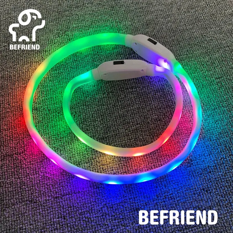 Dog Luminous Collar USB Charging Flash Collar Pet Luminous Anti-Lost Collar Teddy Night Dog Walking Light