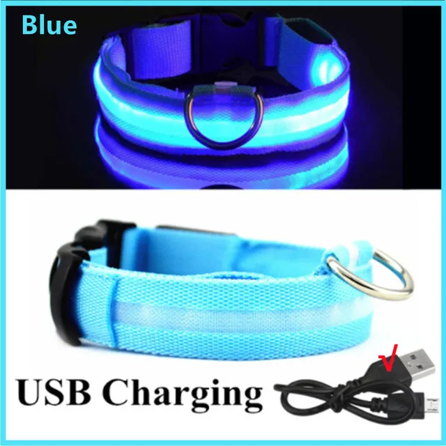Led Dog Collar Light Anti-lost Collar For Dogs Puppies Night Luminous Supplies Pet Products Accessories USB Charging/Battery