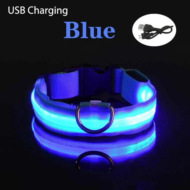 XS/M LED Dog Collar USB Rechargeable Light Up Dog Collar Lights Adjustable Soft Safety Night Light Flashing 3 modes Pet Supplies