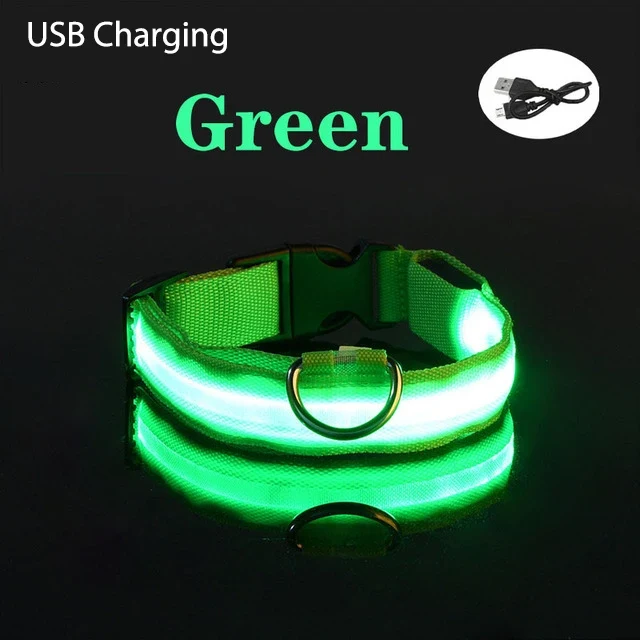 XS/M LED Dog Collar USB Rechargeable Light Up Dog Collar Lights Adjustable Soft Safety Night Light Flashing 3 modes Pet Supplies