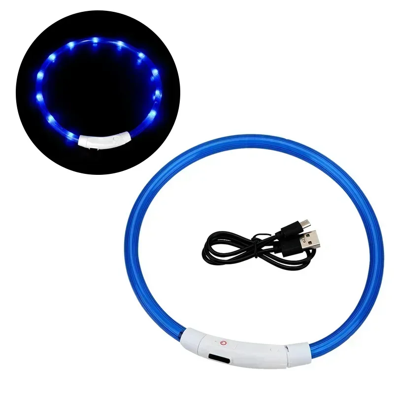 LED Pet Dog Collar Detachable Glowing Necklace Light Flashing USB Loss Prevention Anti-Lost Dogs Night Safety Luminous Products