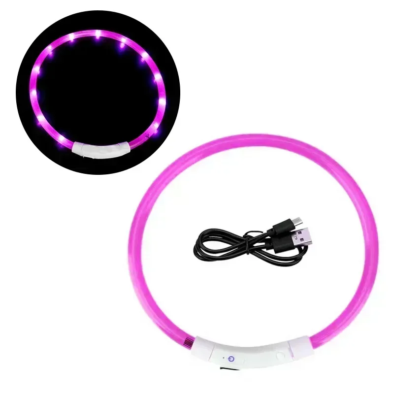 LED Pet Dog Collar Detachable Glowing Necklace Light Flashing USB Loss Prevention Anti-Lost Dogs Night Safety Luminous Products