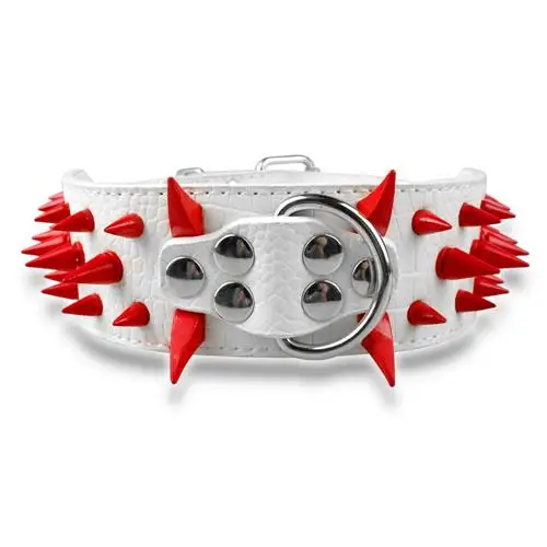 2" Wide Sharp Spiked Studded Leather Dog Collars Pitbull Bulldog Big Dog Collar Adjustable for Medium Large Dogs Boxer S M L XL
