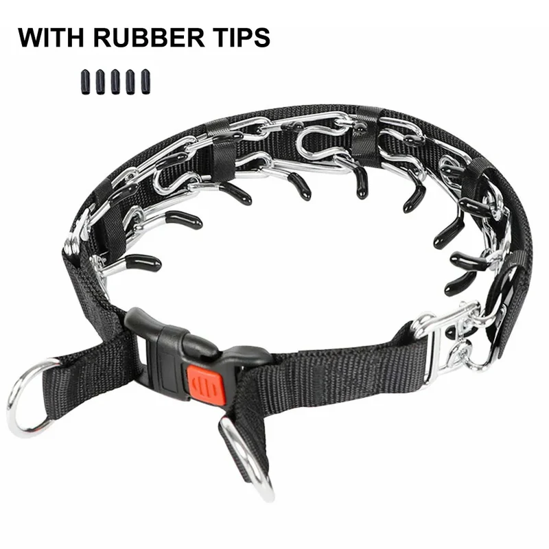 Adjustable Prong Collar for Dogs Choke Collar Pinch Training Collar for Puppy Large Dog with Stainless Steel Links & Nylon Cover