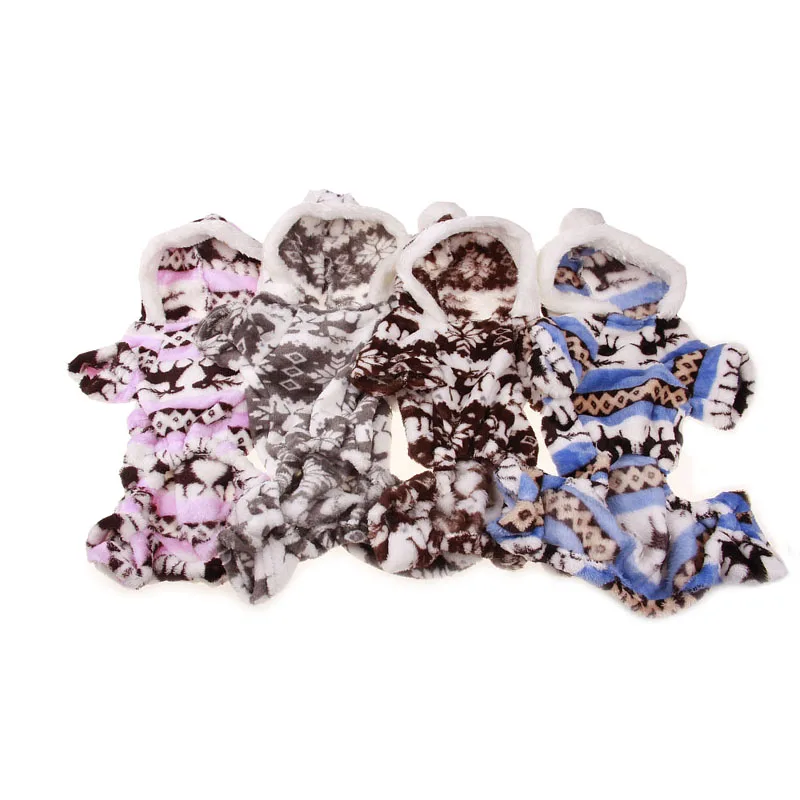 The New Autumn And Winter Snowflake Soft Fleece Dog Clothes Pet Dress Pattern Coral Velvet Deer Christmas Puppy Coat Four Ha