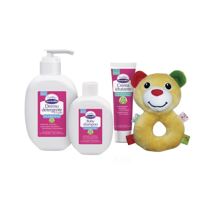 Euphidra Box Giocando Si Cresce Dermodetergente 400ml+Baby Shampoo 200ml+Crema Idratante 50ml+Sonaglio