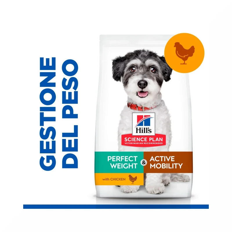 Hill's Science Plan Perfect Weight & Active Mobility Adult Crocchette Con Pollo Per Cani Taglia Piccola Sacco 1,5 kg