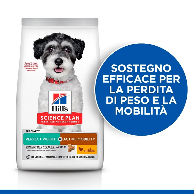 Hill's Science Plan Perfect Weight & Active Mobility Adult Crocchette Con Pollo Per Cani Taglia Piccola Sacco 1,5 kg