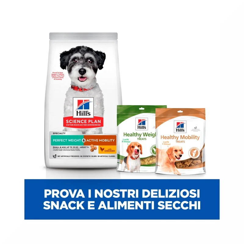Hill's Science Plan Perfect Weight & Active Mobility Adult Crocchette Con Pollo Per Cani Taglia Piccola Sacco 1,5 kg