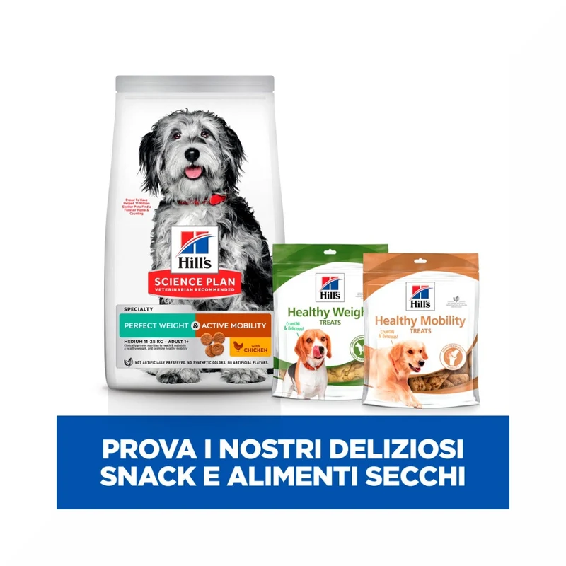 Hill's Science Plan Perfect Weight & Active Mobility Adult Crocchette Con Pollo Per Cani Taglia Media Sacco 2,5 Kg