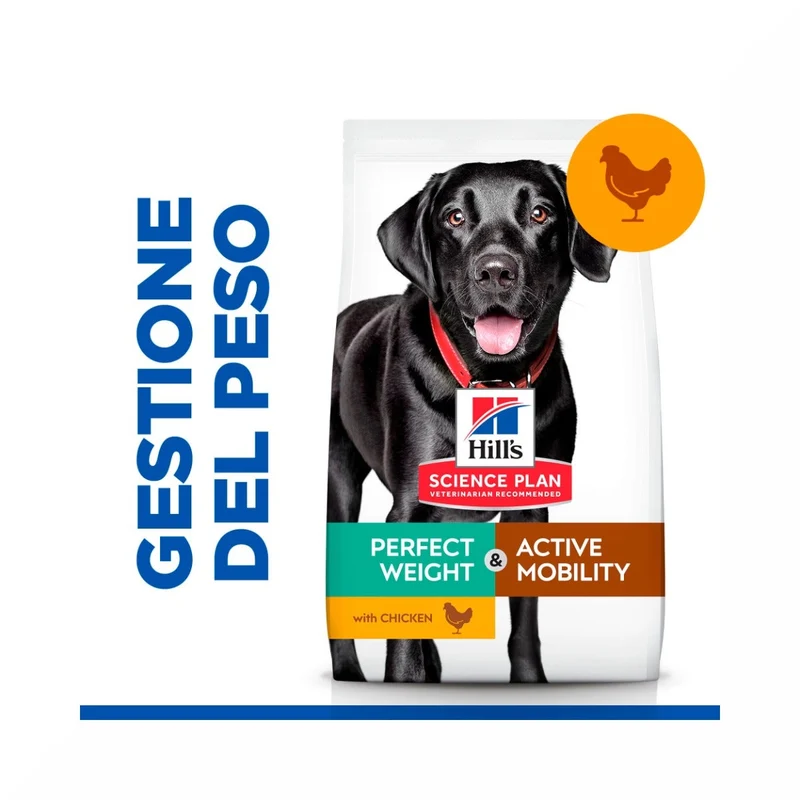 Hill's Science Plan Perfect Weight & Active Mobility Adult Crocchette Con Pollo Per Cani Taglia Grande Sacco 12 Kg
