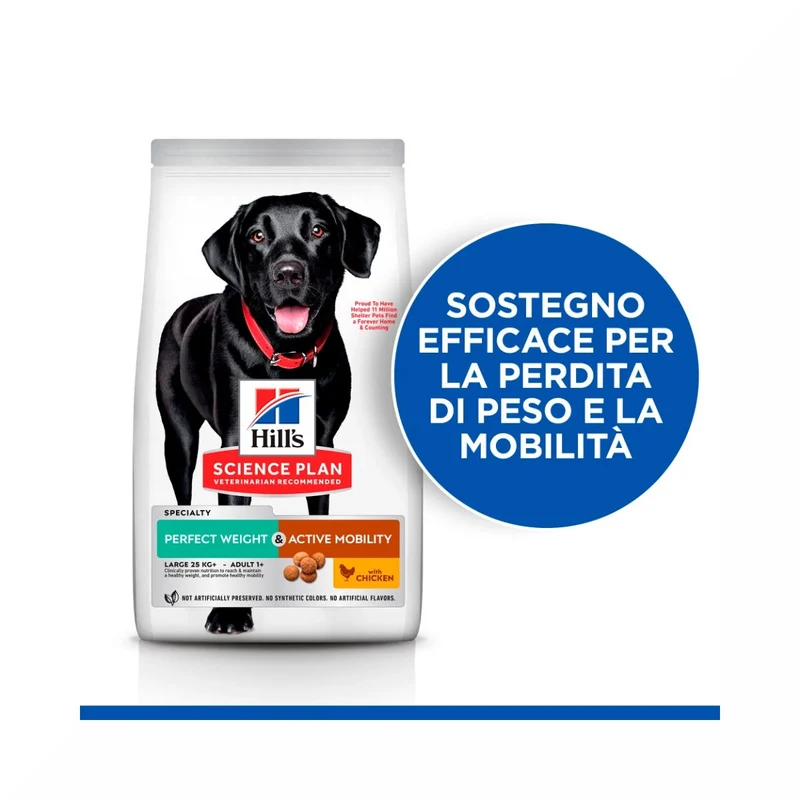 Hill's Science Plan Perfect Weight & Active Mobility Adult Crocchette Con Pollo Per Cani Taglia Grande Sacco 12 Kg