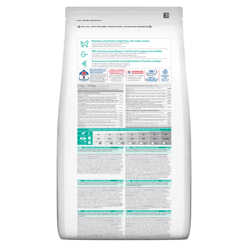 Hill's Science Plan Perfect Weight & Active Mobility Adult Crocchette Con Pollo Per Cani Taglia Media Sacco 12 Kg