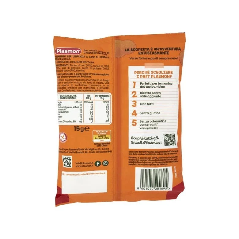 Plasmon Paff Stelline Ceci E Zucca 12M+ 15g