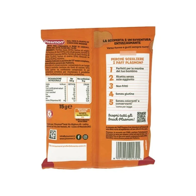 Plasmon Paff Anellini Broccoli E Carote 12M+ 15g