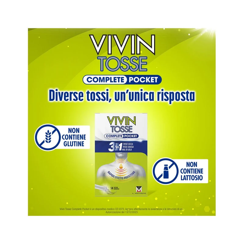 Vivin Tosse Complete 3in1 Pocket Tosse Secca Grassa Mal Di Gola 14 Stickpack