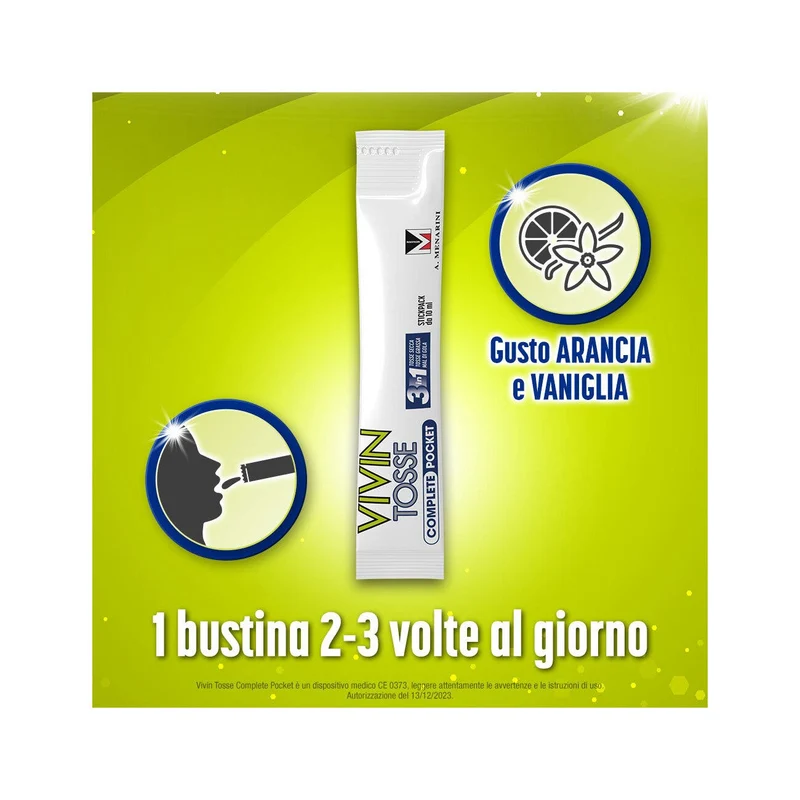 Vivin Tosse Complete 3in1 Pocket Tosse Secca Grassa Mal Di Gola 14 Stickpack