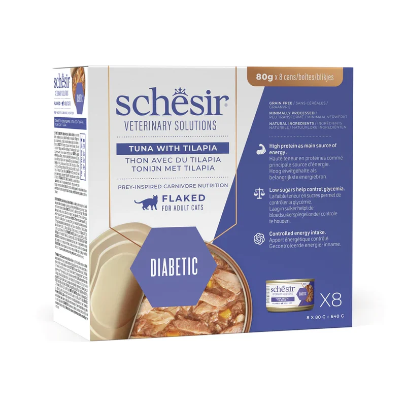 Schesir Diabetic Gatto Tonnetto e Tilapia 8x80 g