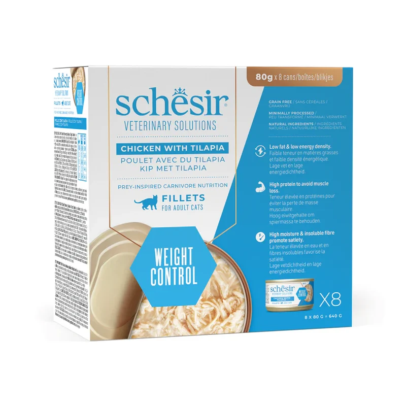 Schesir Weight Control Gatto Pollo e Tilapia 8x80 g