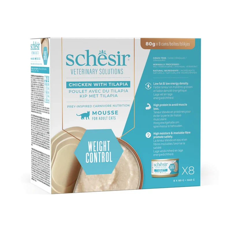 Schesir Weight Control Gatto Mousse Pollo Tilapia 8x80 g