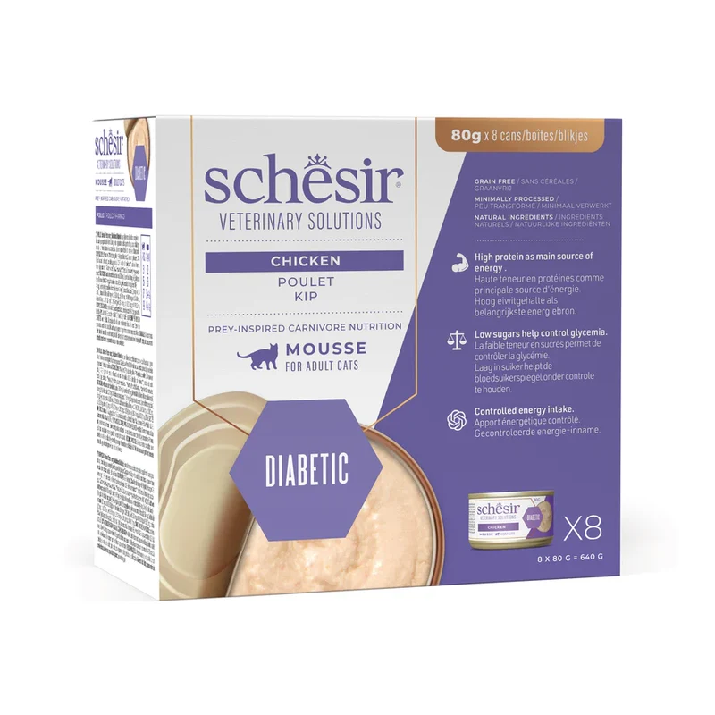 Schesir Diabetic Gatto Mousse Pollo 8x80 g