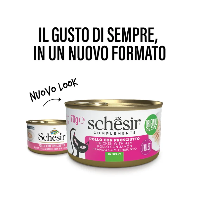 Schesir Pollo con Prosciutto in Gelatina 70 g Gatto Adulto