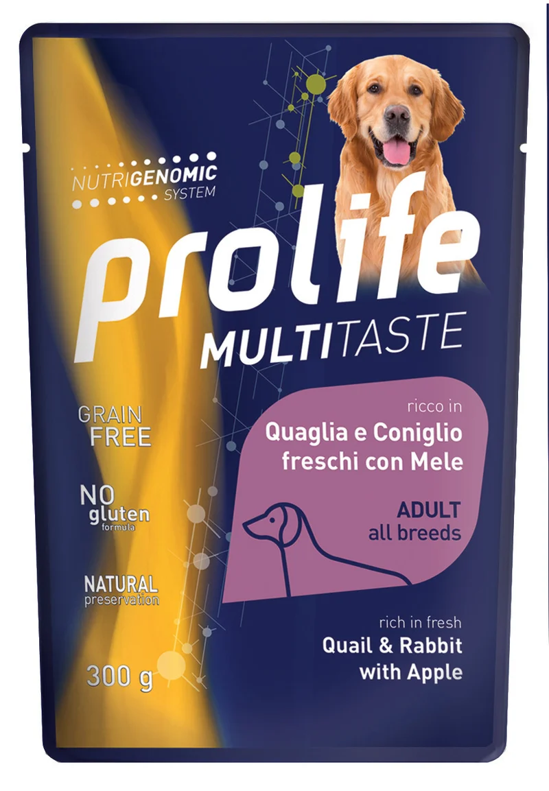 Prolife Multitaste Quaglia e Coniglio con Mele 300 g