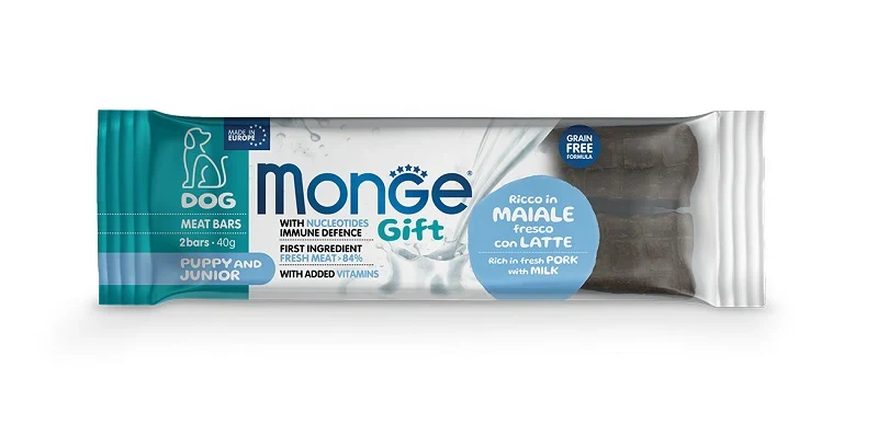 MONGE CANE Gift Ricco in Maiale Fresco con Latte - Puppy and Junior 40g