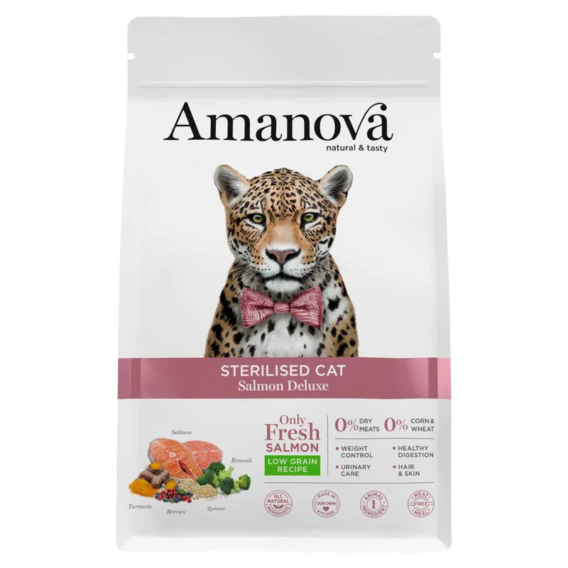 AMANOVA Gatto Sterilised al Salmone Low Grain 1,5Kg