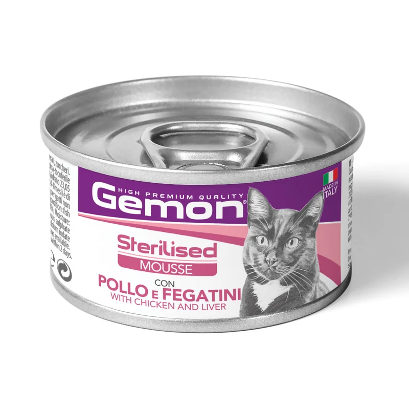 GEMON GATTO Mousse Sterilised con Pollo e Fegatini 85g