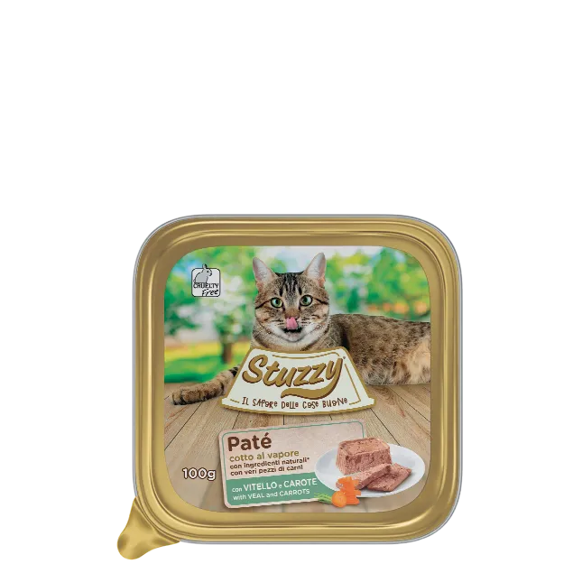 Stuzzy Paté Vitello e Carote 100g – Gatto Adulto