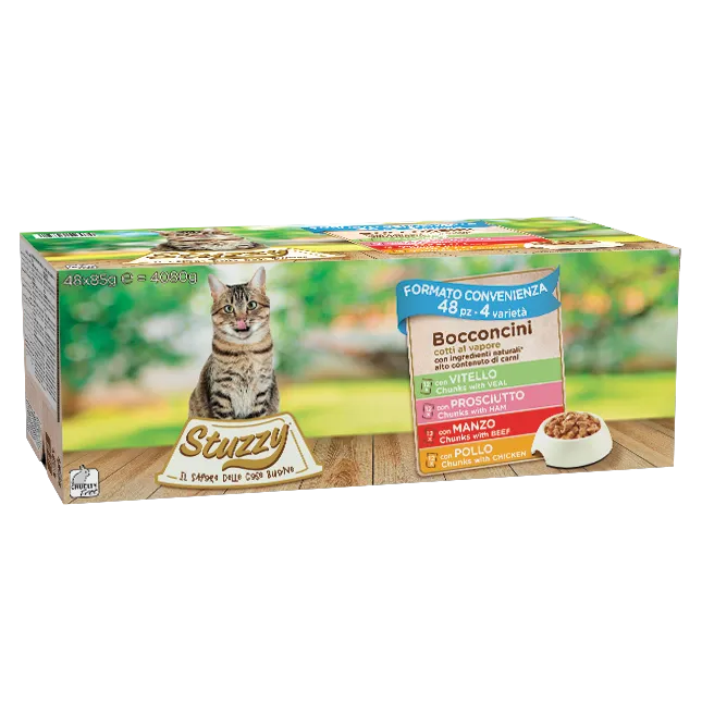 48x85g Stuzzy Multipack Bocconcini Pollo Vitello Prosciutto Manzo