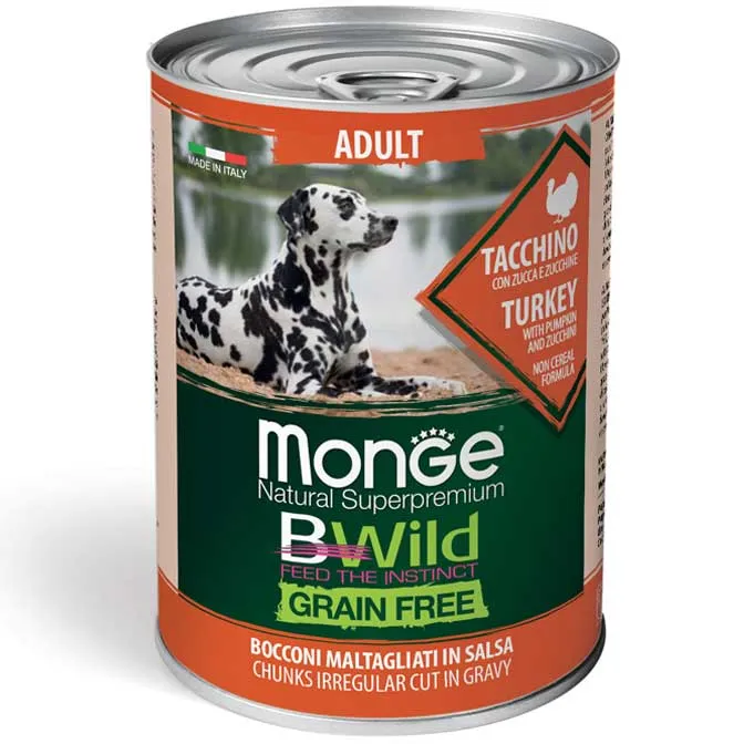 24x400g Monge BWild Adult Tacchino - Cani Tutte Taglie