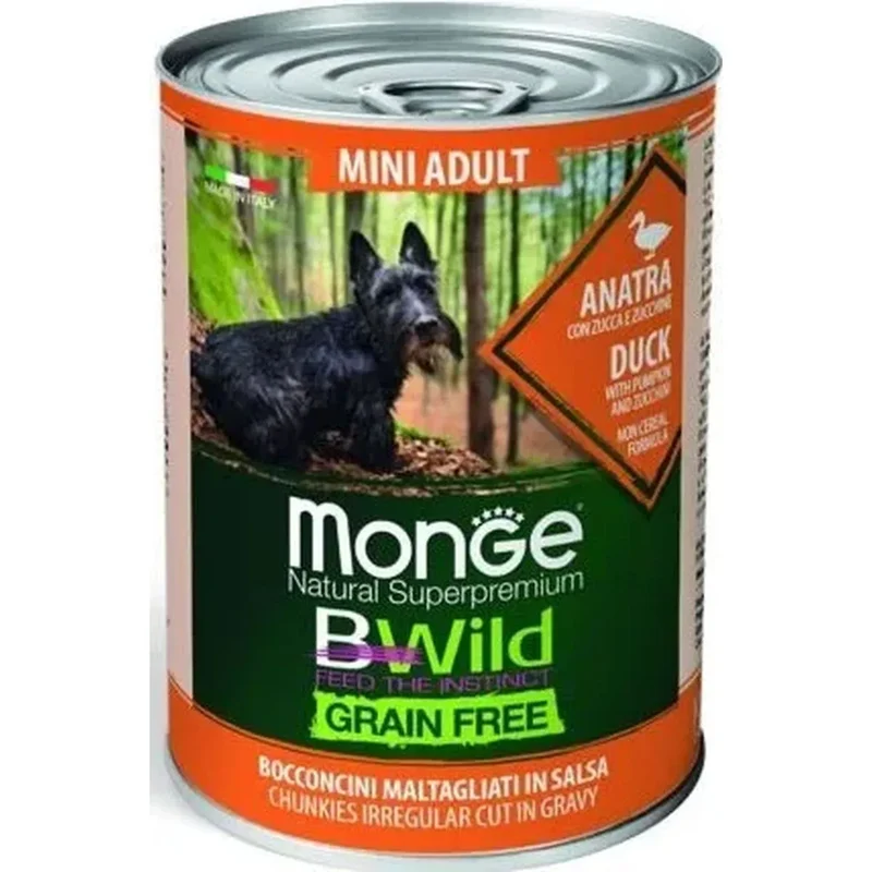24x400g Monge BWild Mini Adult Anatra - Cani Taglia Mini