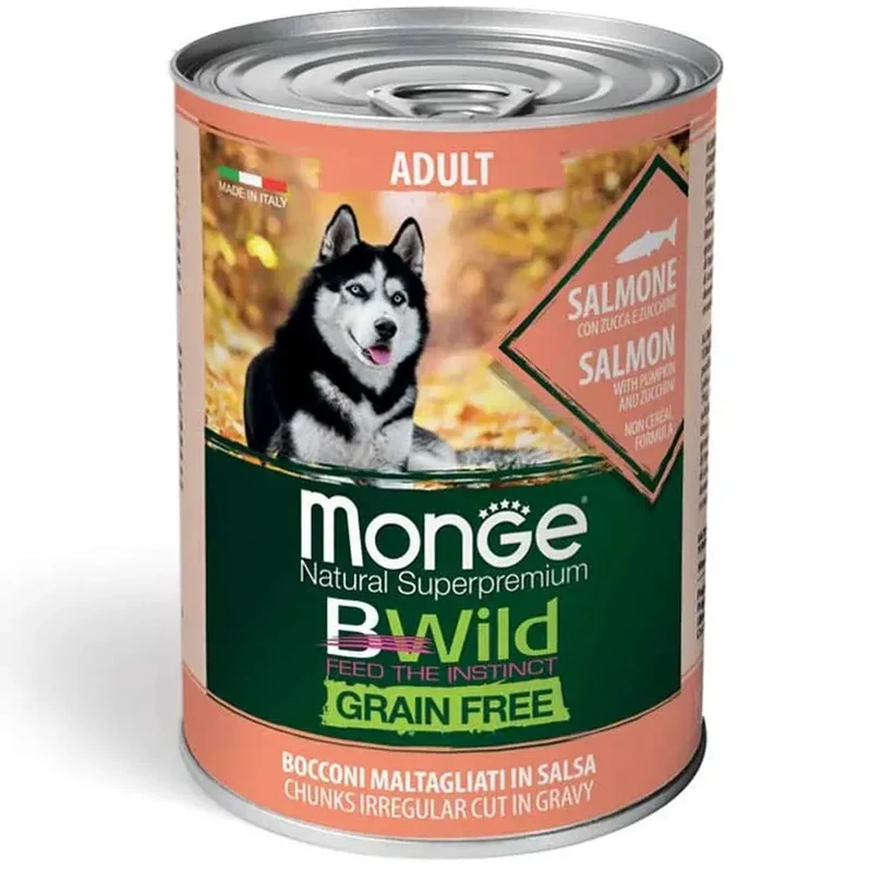 24x400g Monge BWild Grain Free Salmone Zucca e Zucchine - Cane Adulto