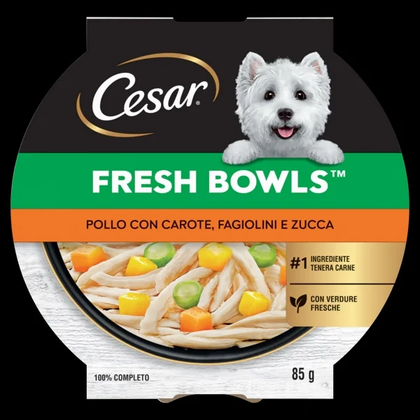 Cesar Fresh Bowls Pollo Carote Fagiolini Zucca 85 g - Umido Cani