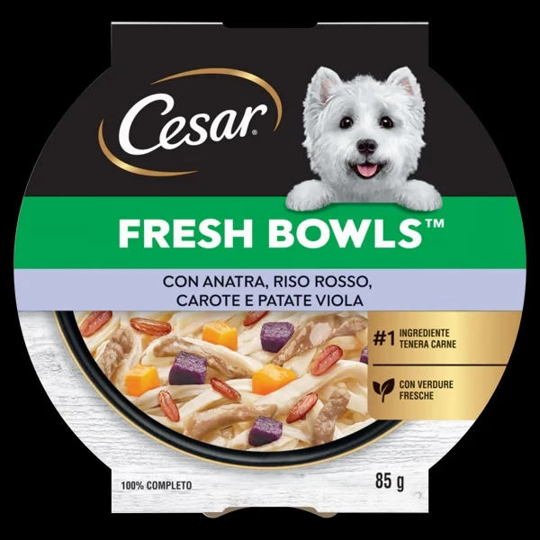 Cesar Fresh Bowls Anatra Riso Rosso Carote Patate Viola 85 g